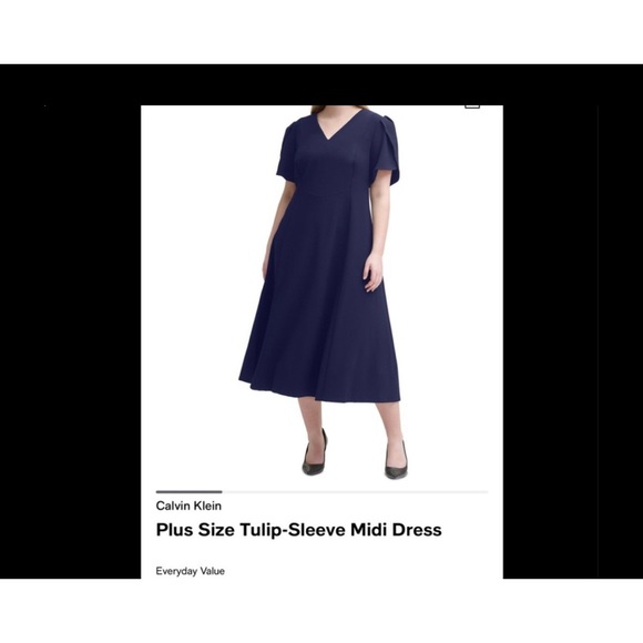 Plus size tulip sleeve Midi Dress Calvin Klien - Picture 5 of 5